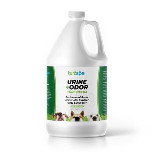TurfSpa Desintoxicación de césped de orina y olor: recarga de galón de limpiador enzimático profesional y eliminador de olores para césped artificial, césped, hormigón, patio y perreras, limpiador