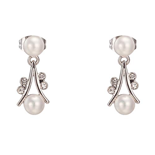 Boucles d'oreilles en platine et or avec zircone cubique pour femme