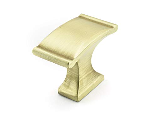 Image of Richelieu Hardware BP260637160 Teramo Collection 1 3 /8-inch (35 mm) x 13 /16-inch (20 mm) Satin Brass Traditional Rectangular Cabinet and Drawer Knob for Kitchen, Bathroom, and Furniture