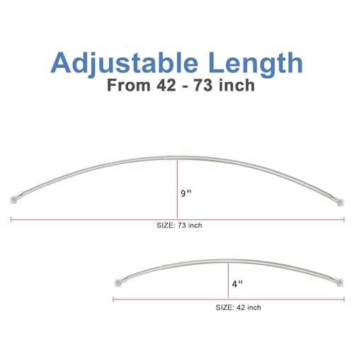 Adjustable Curved Shower Curtain Rod for Bathroom - 42-73 Inches