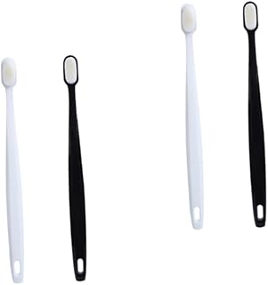 minkissy 4piezas Cepillo De Dientes De Cerdas Para Adultos De Cepillo De Encías Para Cuidado Bucal y Masaje De Encías Suave Para Parejas y Embarazadas Color Blanco y Negro