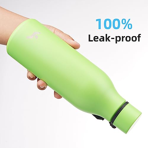 Image of Konokyo Insulated Water Bottle with Strap,18 oz Double Wall Stainless Steel Vacuum Bottles Metal Water Flask,Green