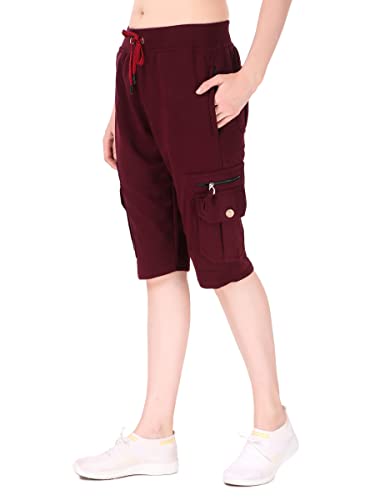 Image of UZARUS Womens Cargo Capri Shorts with 9 Pockets