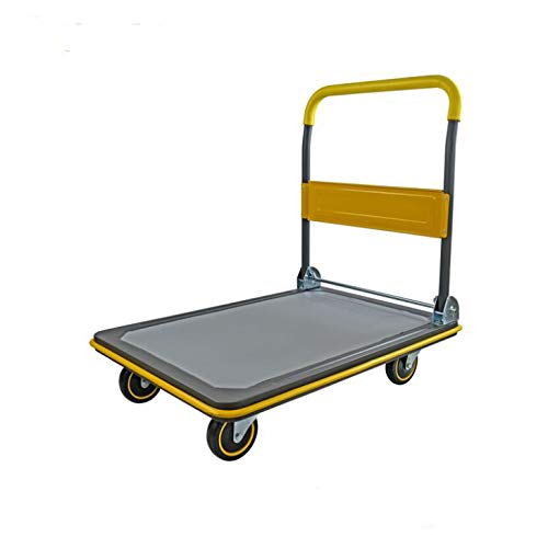 BIGAPPLE 150kg Capacity Metal Foldable Platform Trolley for Heavy Weight/Material Handling Goods Trolley for Home, Office, Warehouse & Industries - 48cm x 72cm (4" Wheel/Yellow) - PACK of 1 (B07YC9P99F) Amazon Price History, Amazon Price Tracker