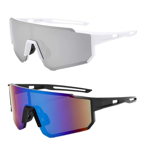 DabbOo 2 PCS Lunette Velo Homme Femme Lunettes de Cyclisme Polarisées Lunettes de Soleil de Sport...