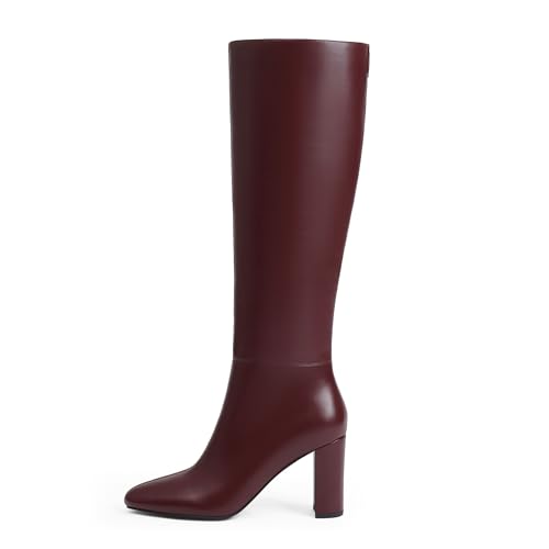 Image of Modatope Knee High Boots for Women Chunky Heel Rounded Toe Tall Boots