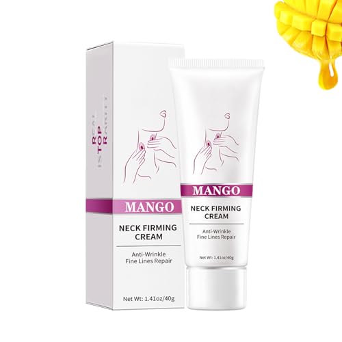 Crema de Endurecimiento del Cuello de Mango, Crema Cuello y Escote Reafirmante, Tratamiento Antiarrugas para el Cuello, Crema Rejuvenecedora para Reducir las Arrugas Profundas (#1, 40g)