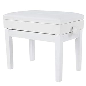 In hoogte verstelbare gevoerde pianobank pianostoel lederen kruk pianobank toetsenbordbank met opbergruimte, zwart, 56…