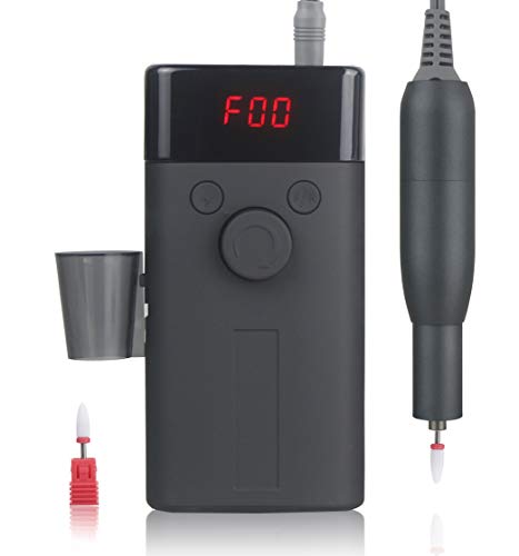 Lumcrissy Rechargeable 35000RPM Electric Nail Drill Portable E-File Acrylic Nail Machine Electric Nail Art File Drill For Manicure Pedicure Gel Nail Drill Polishing Device (Black)