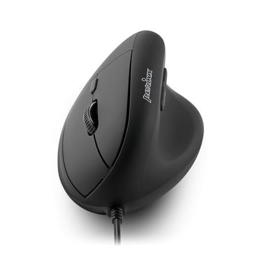 Perixx PERIMICE-508 - Ratón Ergonómico con Cable (Vertical, Programable, 1000/1600 dpi, Relaja el Codo de Tenista, Negro)