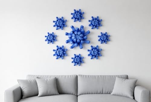 Image of Ceramic Flower Wall Art Decor, Artificial Flower Wall Sculpture,Handmade Ceramic Flowers for Home,Hallway,Living Room, Kitchen,Bathroom (Royal Blue,Chrysanthemum, 3.54 inch)