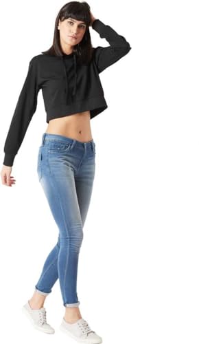 Image of Girls and Womens Long Sleeve Casual Solid Crop Top Hoodies (Foe Summer and Winterwear Both)