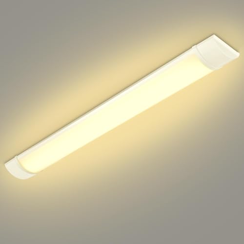 20W LED Feuchtraumleuchte Röhre, 60cm LED Deckenleucht Röhre Licht, Warmweiß 3000K Leuchtröhre, 130° Abstrahlwinkel Leuchtstofflampe, Licht Kellerlampe für Badzimmer Wohnzimmer Lager Küche Werkstatt