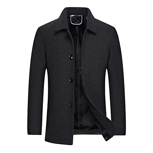 YOUTHUP Manteaux Homme Hiver Blouson Court en Laine Veste Chaude Slim Fit Couleur Unie Décontractée, Noir-3005, XL