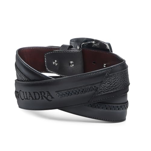 Cuadra Men Leather Belt Deer Bovine Black Buckle2