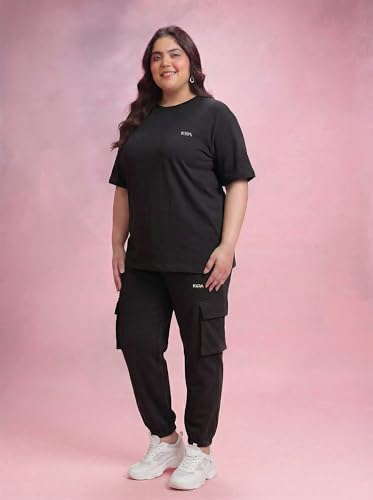 Image of Kepa Plus Size Summer Co Ord Set for Women | Top and Lower Set with Stretchable Waistband | Stylish Airport Outfit for Women | Western Track Suit Co-Ord Set for Casual Wear