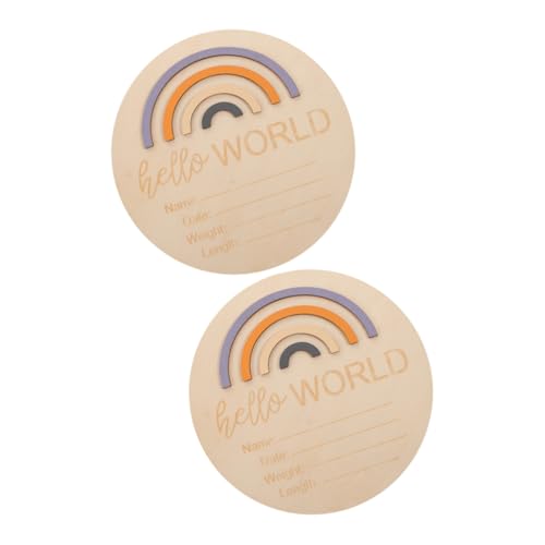 BESTonZON Baby Announcement Sign Wooden Round Newborn Birth Announcement for Home Decor