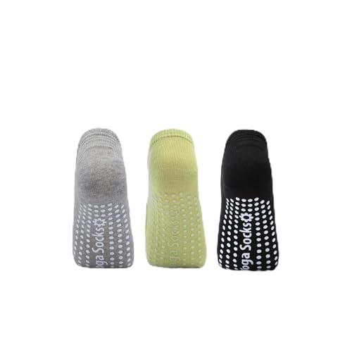 Image of 3 Pairs Women's Non-Slip Yoga & Pilates Grip Socks - Anti-Skid Indoor Socks for Home, Barre, Dance & Fitness