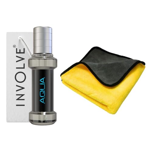 Image of Involve your senses Element Aqua car perfume (Pack 1) with Microfiber Cloth (Multicolor)|car perfumes and fresheners for car|Microfiber Cloth for car Cleaning, liquid