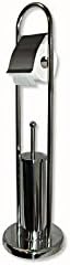 Freestanding Toilet Roll Holder and Toilet Brush Holder (Stainless Steel)