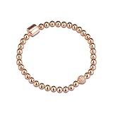 [QYNZFPBR] 冬 ハロウィン ファッション バレンタインデー ジュエリー ラウンドビーズ シグネチャークラスプチャーム ガールブレスレット、女性向け(ROSE GOLD,21cm)