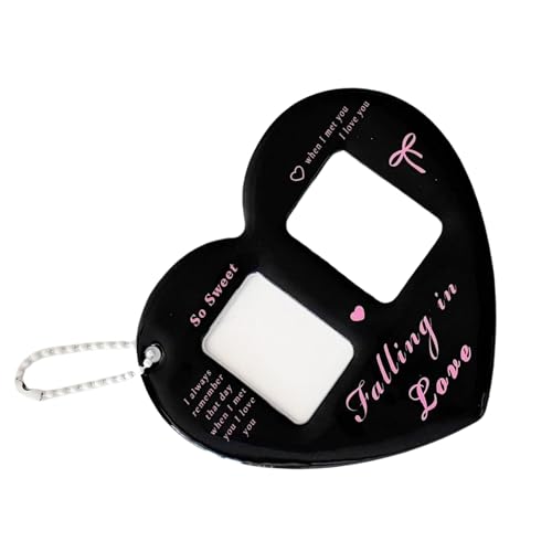 XUZHID Photo Card Holder?Portable Heart Shape Photo Card Holder Keychain for 1 Inch Photos with Double Grids Card Case Photo Sleeve Covers Sleeve