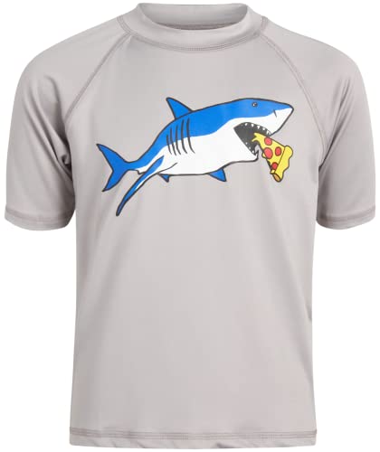 Ixtreme Boys' Rash Guard Set - 2 Piece Upf 50+ Quick Dry Swim Shirt And Bathing Suit (12M-18), Size 8, Black/Grey Shark #TOP4