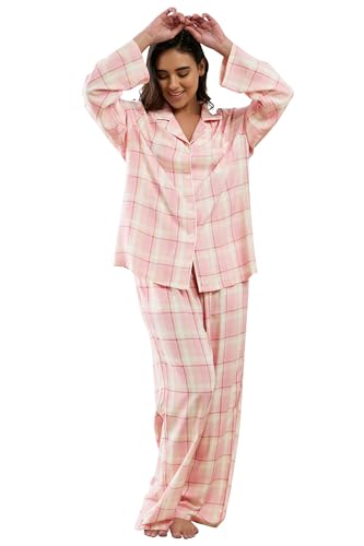 Image of YiNi LuLu Womens Pajamas Set 2 Piece Long Sleeve Sleepwear Button Down Pjs Lounge Set Nightwear with Pockets