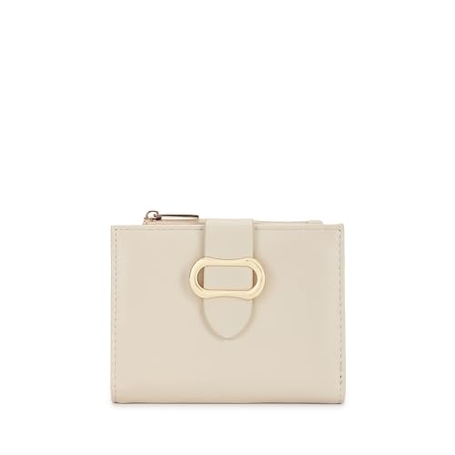 Image of Fastrack Faux Leather Women Buckle Flap Two-Fold Wallet | Multiple Card Slots, Cash Slots, Zip Coin Pocket, Buckle Design Flap | Stylish & Secure | 6 Months Warranty, Beige
