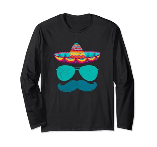Cinco de Mayo Fiesta Party Funny Mexican Baffi Viso Maglia a Manica