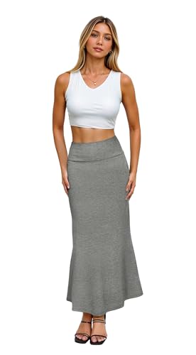 Hybrid & Company Women's Stretch Lightweight Flowy Maxi Skirt