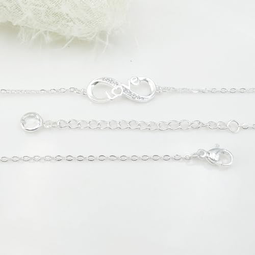 Image of Infinity Heart Bracelets for Daughter Mom Sister Granddaughter Grandma Lovers White Gold Plated Diamond Adjustable Butterfly Bracelets Best Birthday Mother's day Graduation Gifts