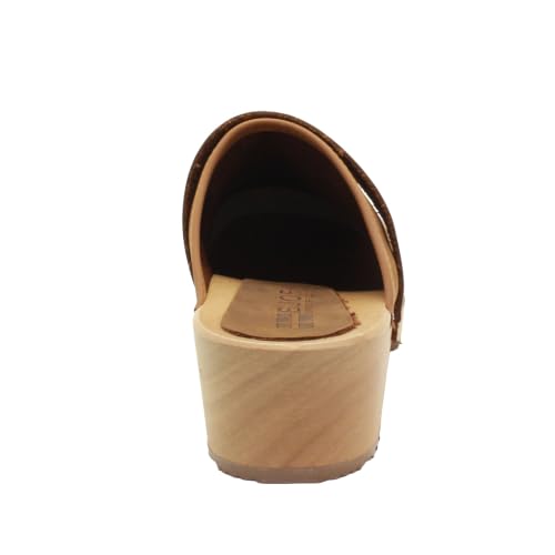 Image of Bjork Maja Wood Open Back Leather Clogs
