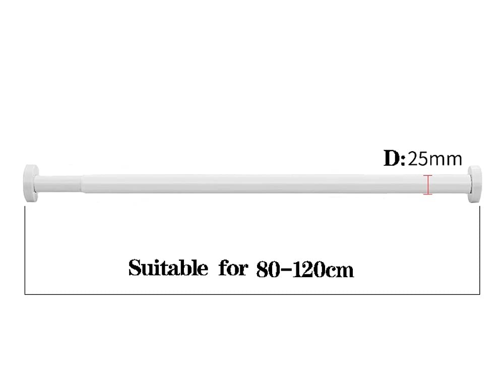 Regulowany drążek do zasłony prysznicowej Teles, bez wiercenia, wysuwany metalowy drążek 80-120 cm, elegancki biały design do nowoczesnego wystroju łazienki