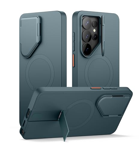 Image of SURITCH for Samsung Galaxy S26 Ultra Phone Case, Magnetic Protective Cover with Camera Cover & Adjustable Metal Kickstand for Galaxy S26 Ultra -Lake Green