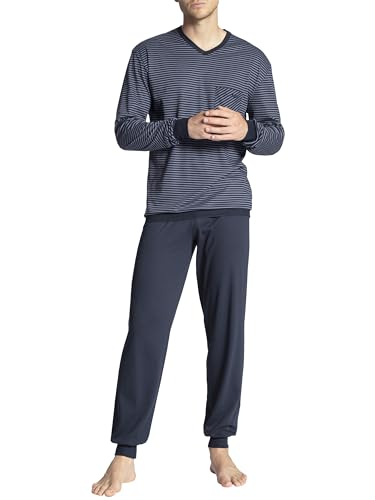 CALIDA Relax Streamline Bündchen-Pyjama Herren, aus 100% Baumwolle, Hose...