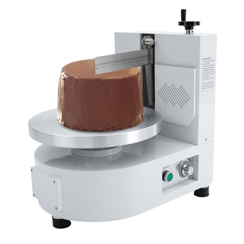 Cake Decorating Coating Machine, 110V Cream Smooth Coating Decoration Machine with Adjustable Cake Scraper, Rotating Adjustable Speed Turntable for Bakeries Dessert Stores for 4-12inch Cakes, White
