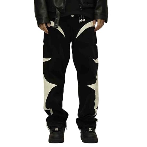 Men's Street Hip-hop Fashion Printed Jeans Denim Pants Y2K Denim Gothic Loose Casual Pants