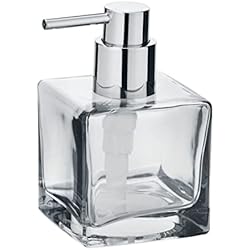 Dispenser Detergente Vidrio WENKO Dispensador de jabón Lavit transparente - Dispensador de jabón líquido, dispensador de detergente Capacidad: 0.28 l, Vidrio, 8 x 8.5 x 8 cm, Transparente