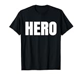 Shirt Says Hero - Funny One Word Fashion T-Shirt - Black - Small - Unisex-Adults, Kids - Classic Fit - Short Sleeve - Cotton 60%, Polyester 40%