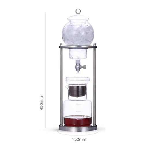 Cafetera de goteo Cold Brew, 600 ml, diseño de acero inoxidable y vidrio, torre de goteo eficiente para una preparación suave