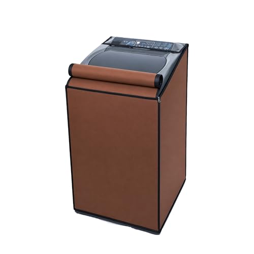 Image of Classic Top Load Washing Machine Cover Suitable For Whirlpool 360 Back Panel 8 Kg, 8.5 Kg, 9 Kg, 9.5 Kg, 10 Kg, Waterproof & Dustproof (66cmsX63cmsX106cms, Brown)