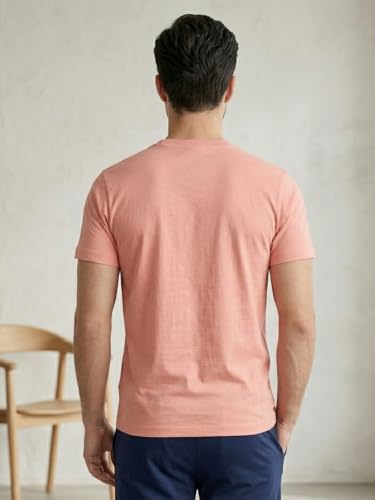 Image of Lux Cozi Men Cotton Half Sleeves Round Neck Regular Fit Casual T-Shirt