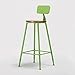 XUAN Przemysłowy stołek barowy vintage stołki barowe okrągłe drewniane siedzisko stołek kuchnia stołki bez podłokietników krzesło barowe jadalnia stołek z oparciem podnóżkiem, wysoki 76 cm (kolor: Zielony)