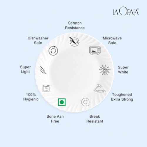Image of La Opala Novo Opalware Dinner Set, 35 Pcs for Family of 6, Blue Florets
