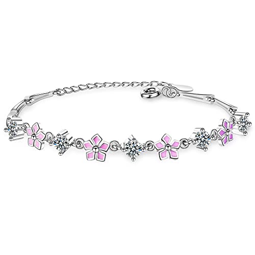 Bracelet fleur de cerise ajustable sans nickel pour mariage