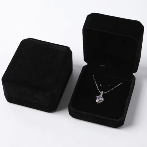 Image of Yukiyi 1Pc 7x7x4cm Small Necklace Gift Box Black Velvet Necklace Box for Jewellery Packaging Necklace Box Gift Bulk Necklace Box Gift Christmas Necklace Boxes Bulk Necklace Boxes for Jewellery Gift