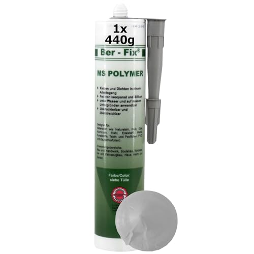 Ber-Fix MS Polymer Grau - Montagekleber Dichtstoff auf dauer UV-beständig, Wetter-beständig, Süß- Salz- See-Wasser-fest, feuchtigkeits- und chlorbeständig. bindet selbst Unter- Wasser