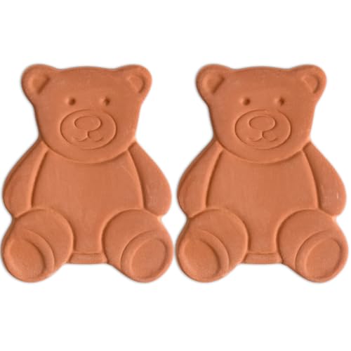 2 Pack Terracotta Brown Sugar Bear Keeper & Saver, Natural Moisture Softener for Storage Container