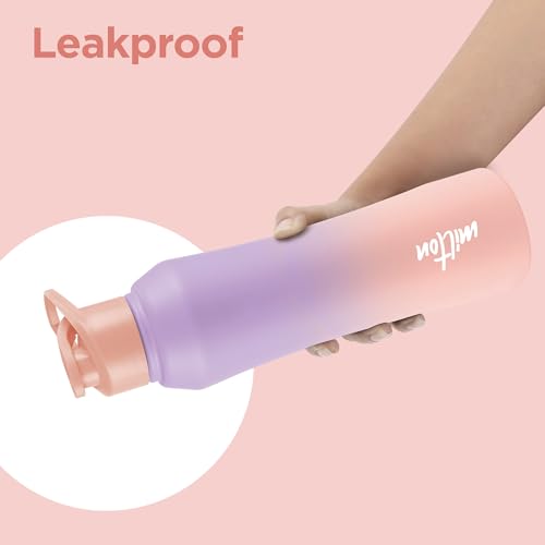 Image of MILTON Comet 1000 ISI Certified Stainless Steel Water Bottle I Leak Proof I Rust proof I Single Walled I Ideal for Office, School, Home, Gym, 1000 ml, Purple & Pink